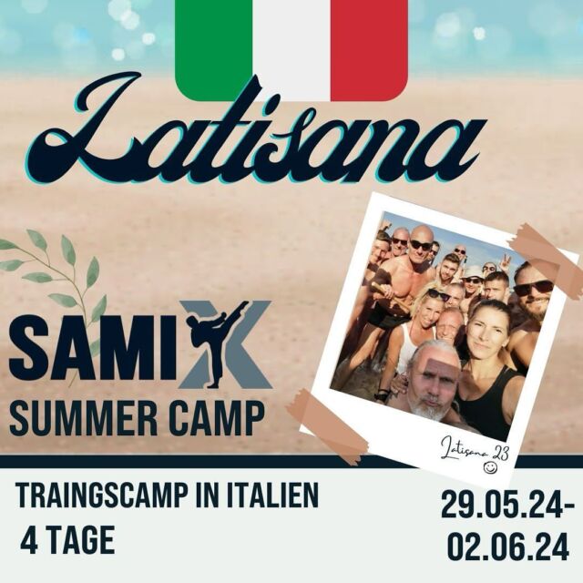 SAMI TRAININGSCAMP IN ITALIEN 🇮🇹

Vom 29. Mai bis 2. Juni findet unsere beliebtest Sommer-Trainingscamp in Italien/Latisana in der Ferienanlage Albafiorita statt.
4 Tage Urlaub kombiniert mit Training in einer tollen Atmosphäre. Egal ob Anfänger, Fortgeschrittener oder Profi.
Vier Stunden Training pro Tag (3 Stunden Vormittag/1 Stunde Nachmittag am Strand) unter der Leitung unserer Profitrainer.
Die traumhaft gelegenen Landschaft von Latisana oder am Strand von Lignano sind die Grundlage für einen erholsamen Aufenthalt.
Die Unterbringung erfolgt im Bauernhof mit Ferienbetrieb Albafiorita mit Frühstück. Die Gästezimmer sind jeweils mit WC und Dusche, unabhängiger Klimaanlage, Satellitenfernsehen und einer Terrasse ausgestattet. Außerdem gibt es einen großen Frühstückssaal und zum Entspannen eine Fernsehecke und einen steinernen Kamin. Für die Einrichtung wurden alte Originalmöbel ausgewählt

ANMELDUNG auf www.sami.at unter SEMINARE & WORKSHOPS

@sami_x_irmi
@sami_x_coach_rob
@samicombatsystems
@kravmagalinz

#latisana #italia #samiwien #trainingscamp #samitrainingscamp #beach #selfdefense #samicombatsystems